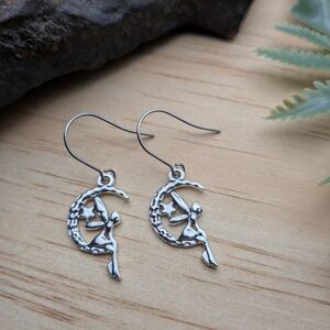 Fairy on Moon Drop Earrings - Women Jewelry